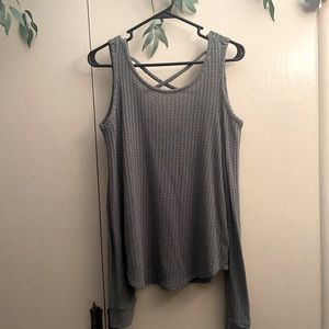 Light weight gray off shoulder sweater